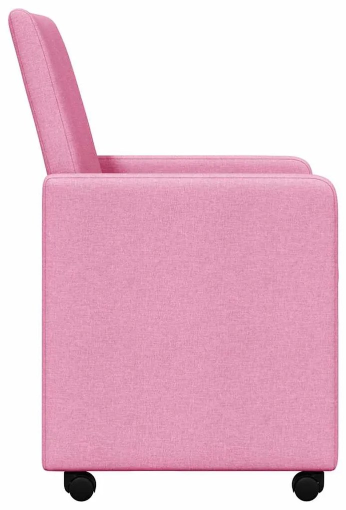 vidaXL Καρέκλες Φαγητού με Ρόδες 2 pcs Ροζ 57 x 66 x 94 εκ ύφασμα