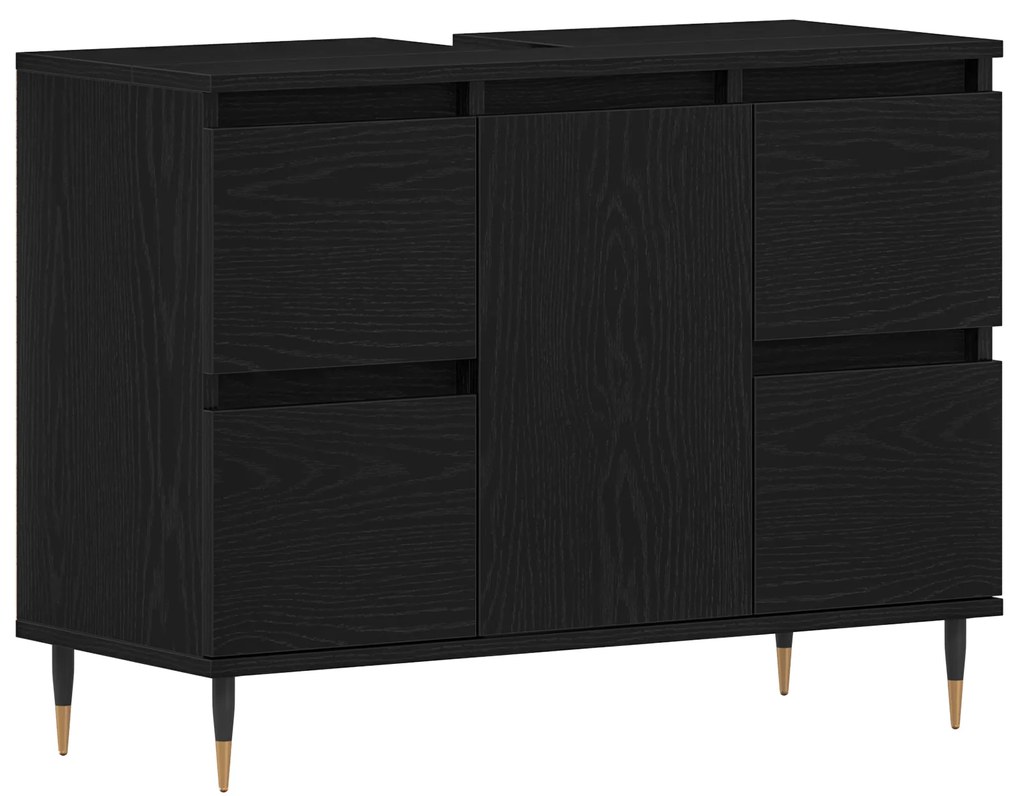 vidaXL Νιπτήρας μπάνιου Μαύρη Δρυς 80x33x60 εκ Επεξεργασμένο ξύλο