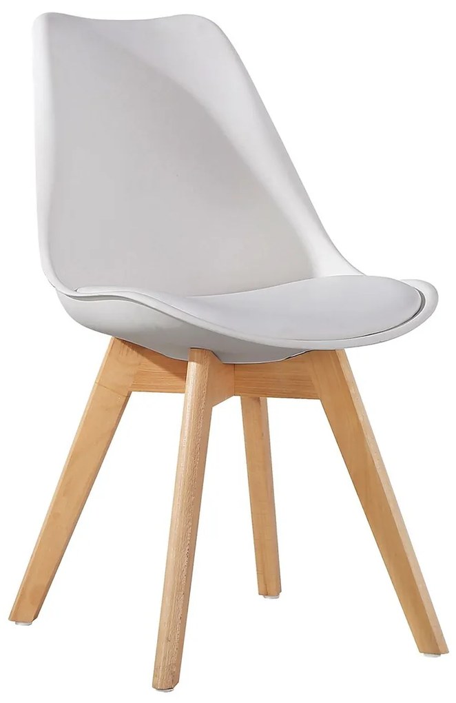 Καρέκλα GROUGH Λευκό PP/PU/Ξύλο 49x56x83cm