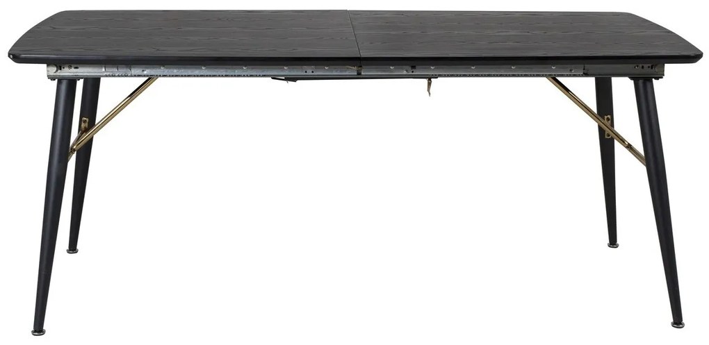 Τραπέζι Dallas 173, Μαύρο, 75x90x180cm, 55 kg, Επιμήκυνση, Ινοσανίδες μέσης πυκνότητας, Φυσικό ξύλο καπλαμά, Μέταλλο | Epipla1.gr