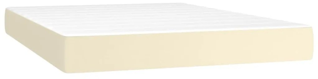 Κρεβάτι Boxspring με Στρώμα Κρεμ 140x200εκ. από Συνθετικό Δέρμα - Κρεμ