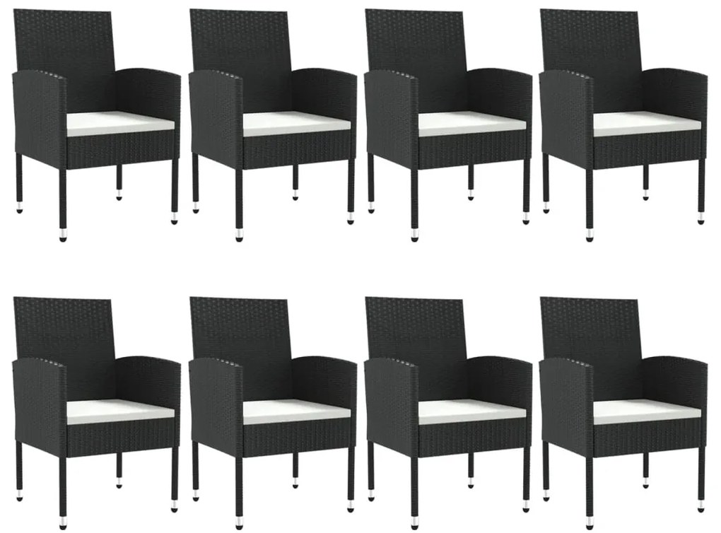 vidaXL Σετ Τραπεζαρίας Κήπου 9 Τεμ. Μαύρο από Συνθετικό Ρατάν / Ατσάλι