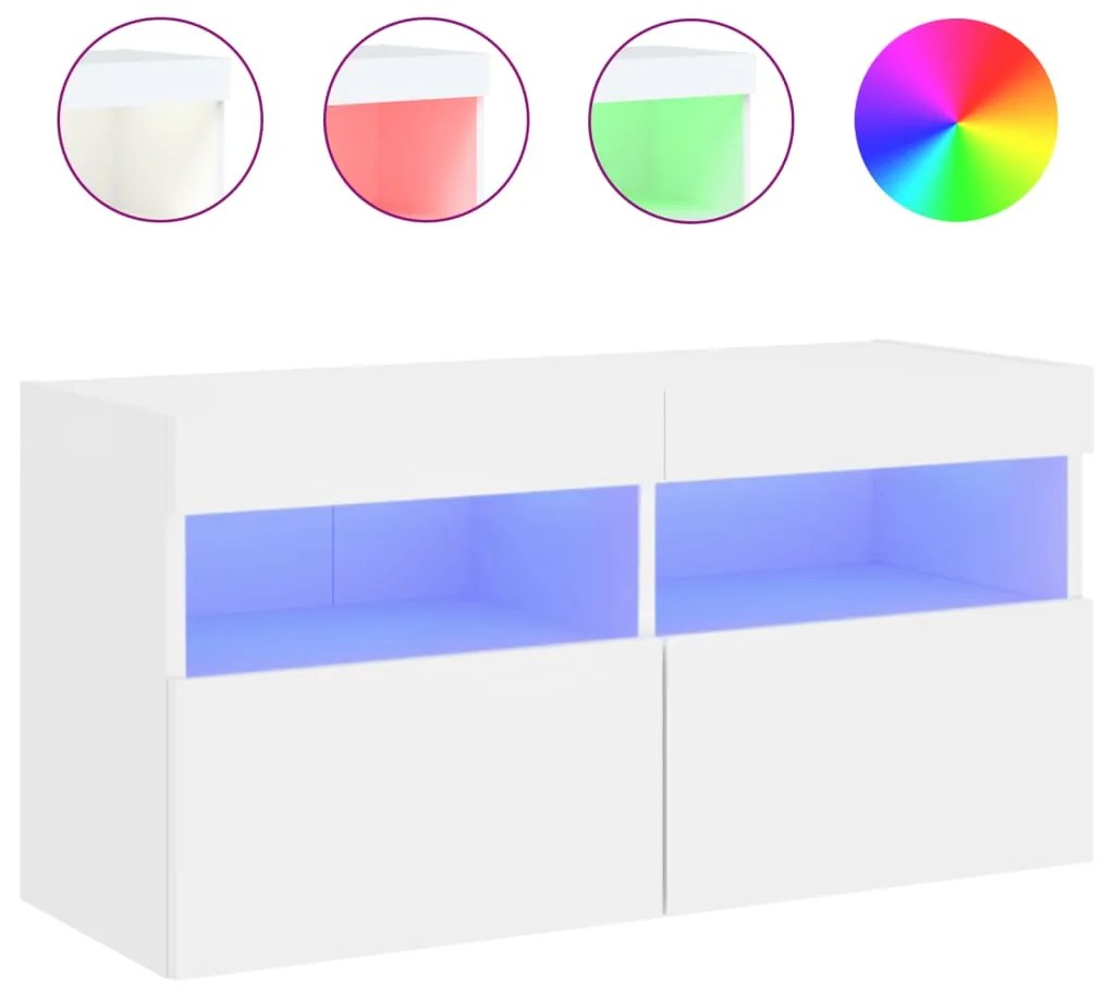 vidaXL Έπιπλο Τοίχου Τηλεόρασης με LED Λευκό 80x30x40 εκ.