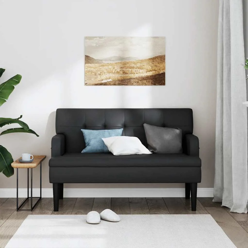 vidaXL Παγκάκι με Πλάτη Μαύρο 112x65,5x75 εκ. από Συνθετικό Δέρμα