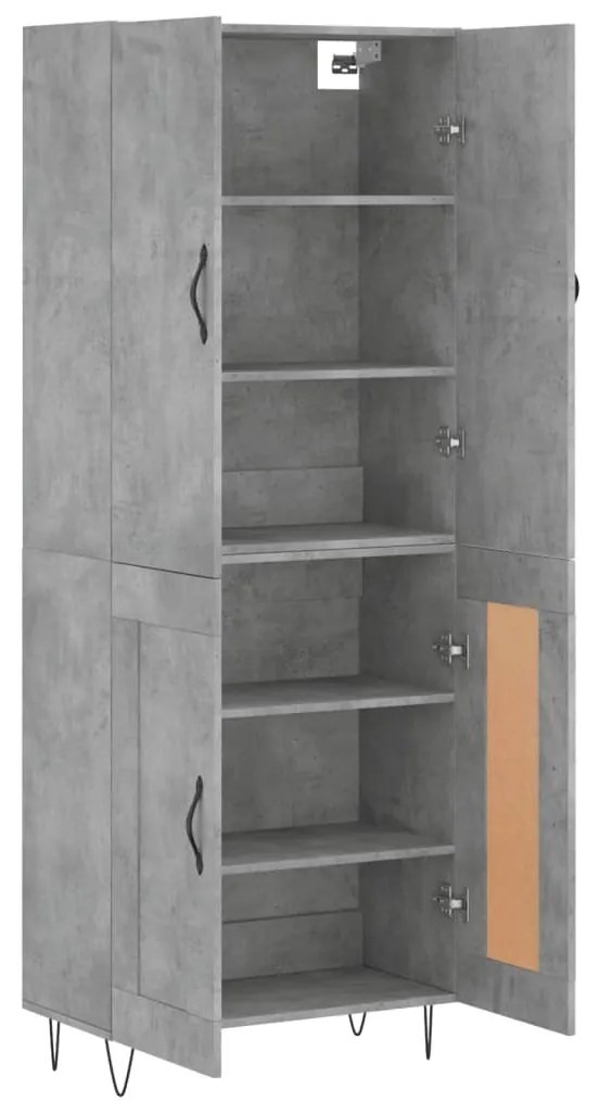 vidaXL Ντουλάπι Γκρι Σκυροδέματος 69,5x34x180 εκ. Επεξεργασμένο Ξύλο