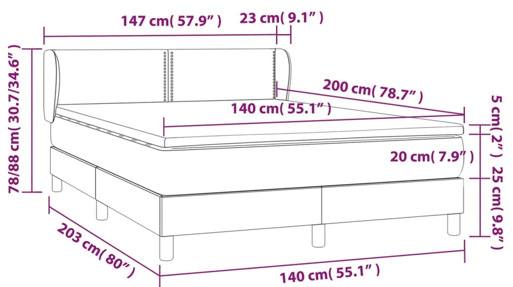 ΚΡΕΒΑΤΙ BOXSPRING ΜΕ ΣΤΡΩΜΑ ΣΚΟΥΡΟ ΚΑΦΕ 140X200 ΕΚ ΥΦΑΣΜΑΤΙΝΟ 3126728