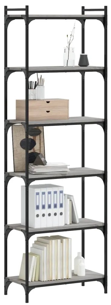 vidaXL Βιβλιοθήκη 6 Επιπέδων Γκρι Sonoma 60x30x188 εκ. Επεξεργ. Ξύλο
