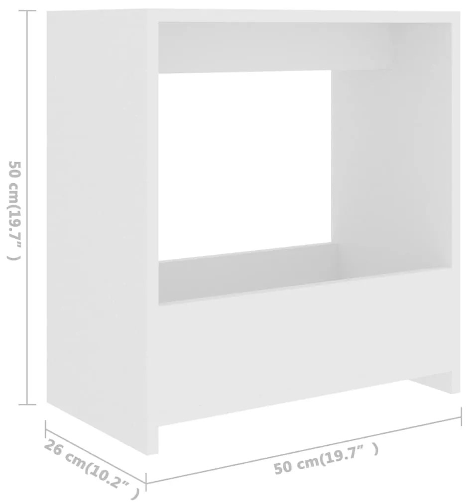 vidaXL Τραπέζι Βοηθητικό Λευκό 50 x 26 x 50 εκ. Επεξ. Ξύλο