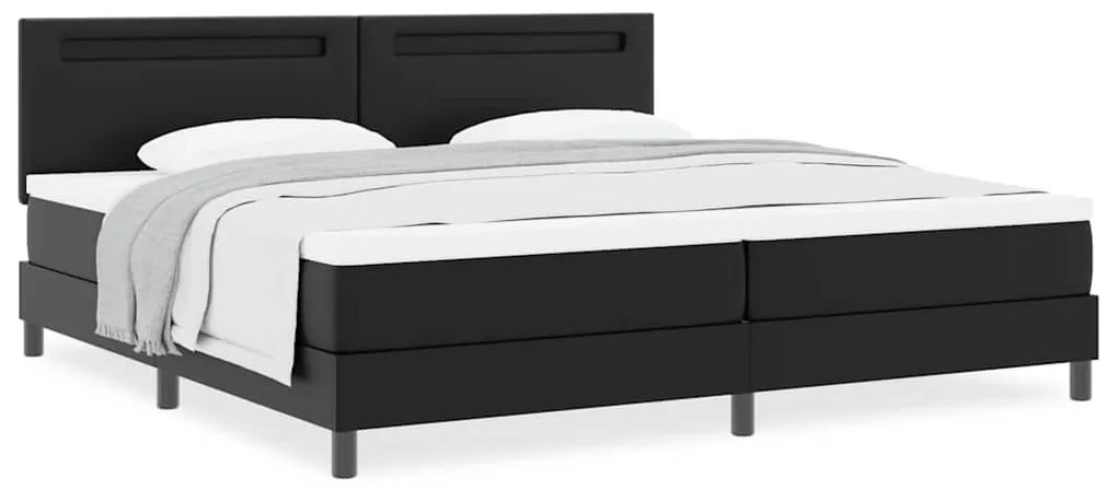 vidaXL Κρεβάτι με Στρώμα με στρώμα Μαύρο 200 x 200 cm Τεχνητό δέρμα