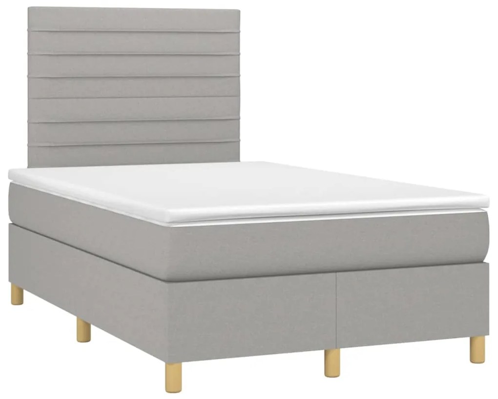 vidaXL Κρεβάτι Boxspring με Στρώμα & LED Αν.Γκρι 120x200 εκ Υφασμάτινο