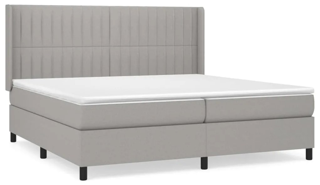 vidaXL Κρεβάτι Boxspring με Στρώμα Ανοιχτό Γκρι 200x200 εκ. Υφασμάτινο