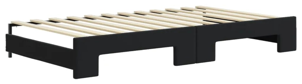 vidaXL Καναπές Κρεβάτι Συρόμενος Μαύρο 100x200 εκ. Βελούδινος Συρτάρια