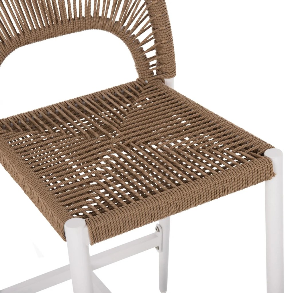 ΣΚΑΜΠΟ ΑΛΟΥΜΙΝΙΟΥ ΜΕ RATTAN ΜΕΣΑΙΟΥ ΥΨΟΥΣ ΛΕΥΚΟ  46x58x95Yεκ. 40x55.5x99 εκ.