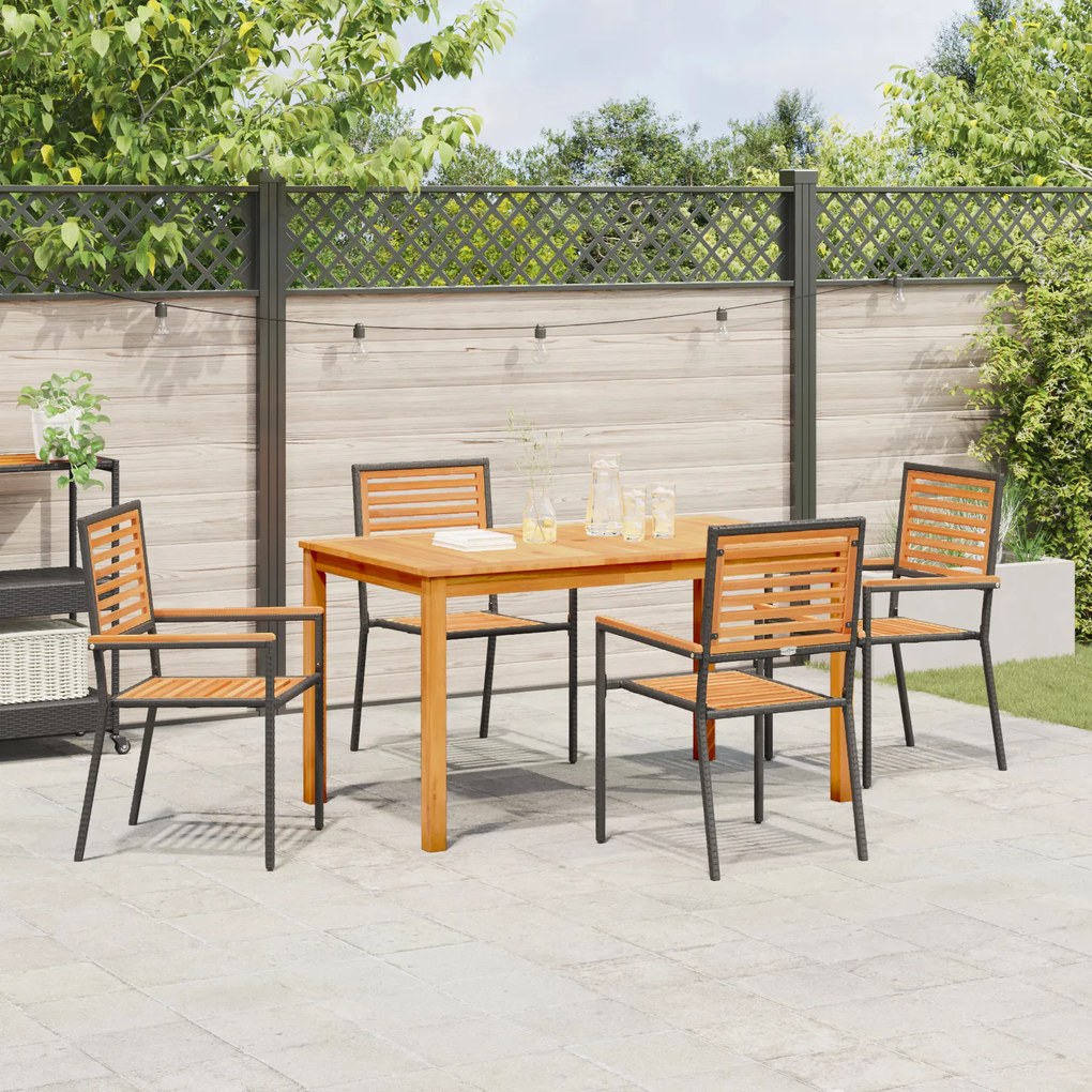 vidaXL Σετ Εξωτερικής Τραπεζαρίας 5 pcs Μαύρο 140 x 80 x 74 cm