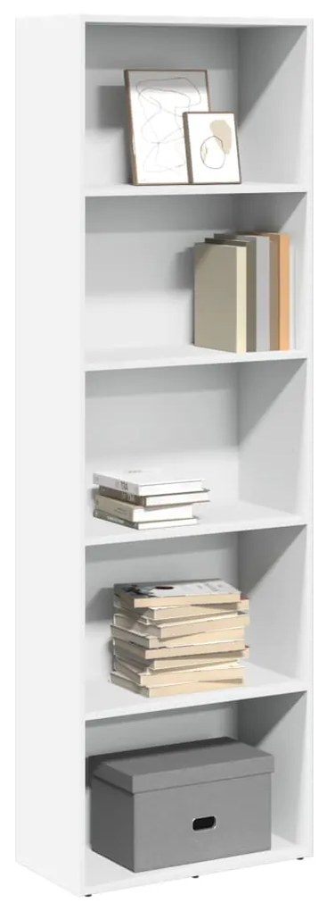 Βιβλιοθήκη Λευκή 60x30x189 εκ. από Επεξεργασμένο Ξύλο