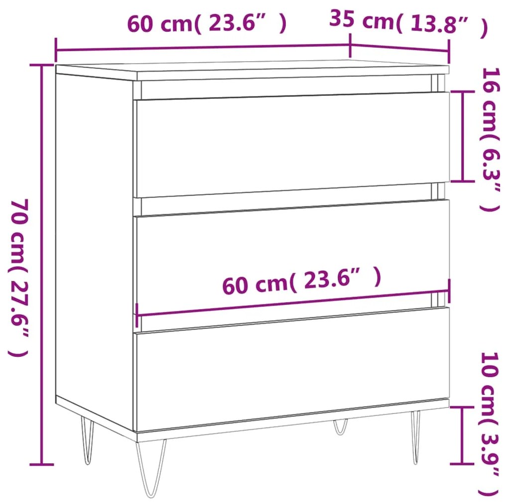 Ντουλάπι Γκρι Σκυροδέματος 60x35x70 εκ. Επεξεργασμένο Ξύλο - Γκρι