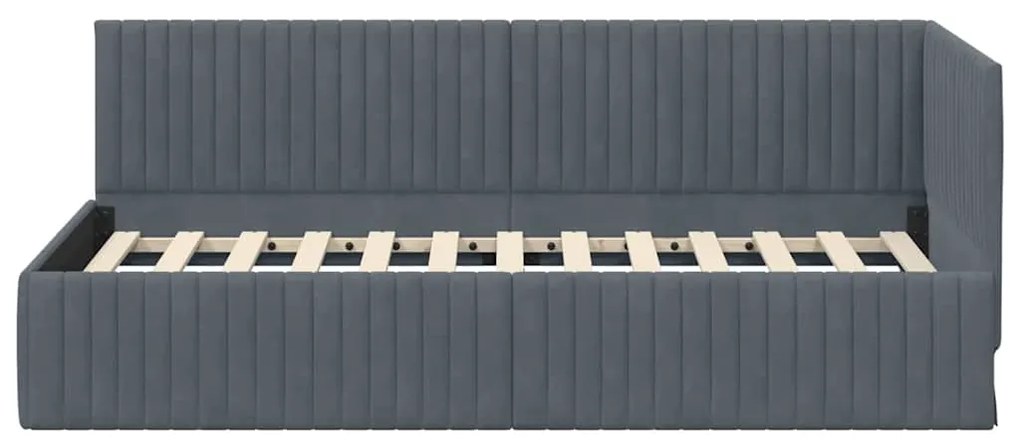 vidaXL Κρεβάτι Γωνίας με κεφαλάρι Σκούρο γκρι 90 x 200 cm Βελούδο