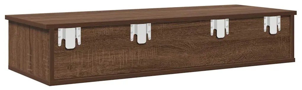 Ράφι τοίχου με συρτάρια καφέ δρυς 100x37,5x19 cm Ξύλο μηχανής - Καφέ