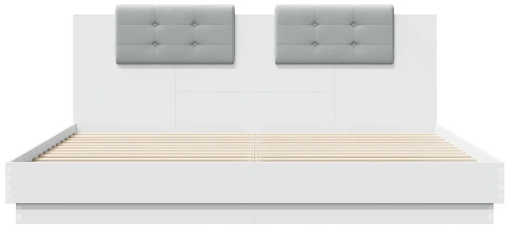 vidaXL Πλαίσιο Κρεβατιού με Κεφαλάρι και LED Λευκό 180 x 200 εκ.