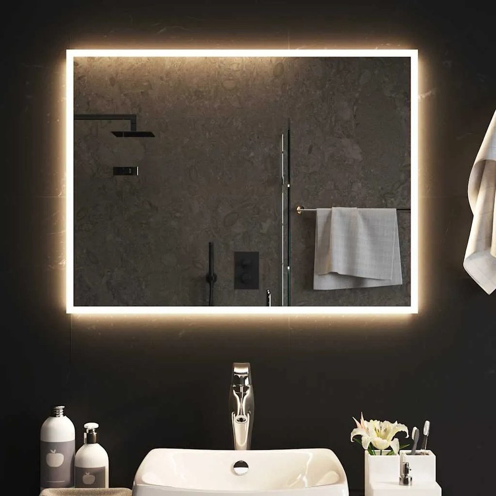 vidaXL Καθρέφτης Μπάνιου με LED 80x60 εκ.