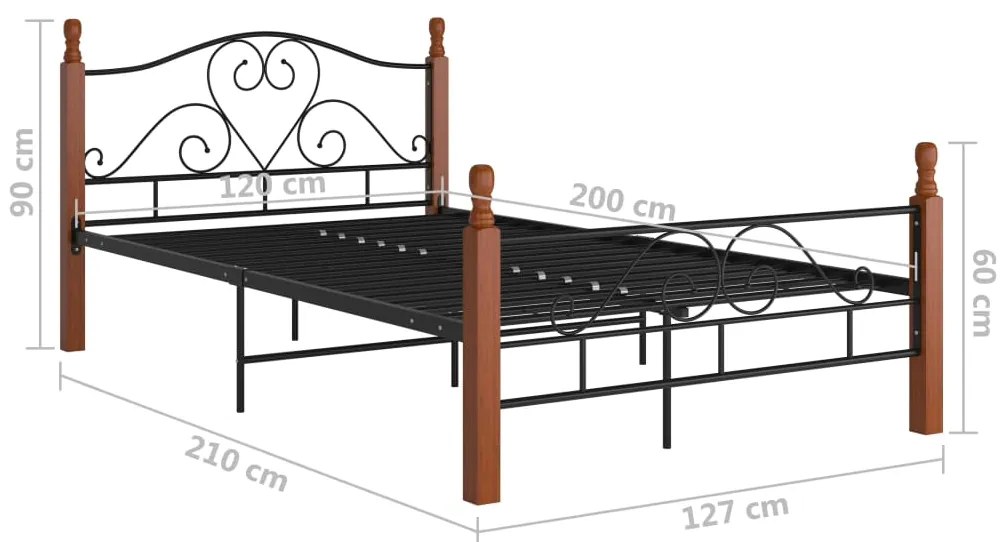 vidaXL Πλαίσιο Κρεβατιού Μαύρο Μεταλλικό 120 x 200 εκ.