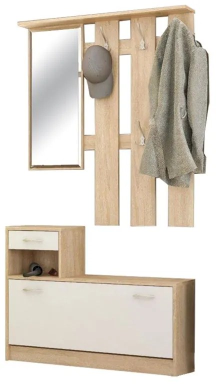 Έπιπλο Εισόδου Jamie 173-000021 100x27,5x187cm Natural-White Μοριοσανίδα, Μελαμίνη