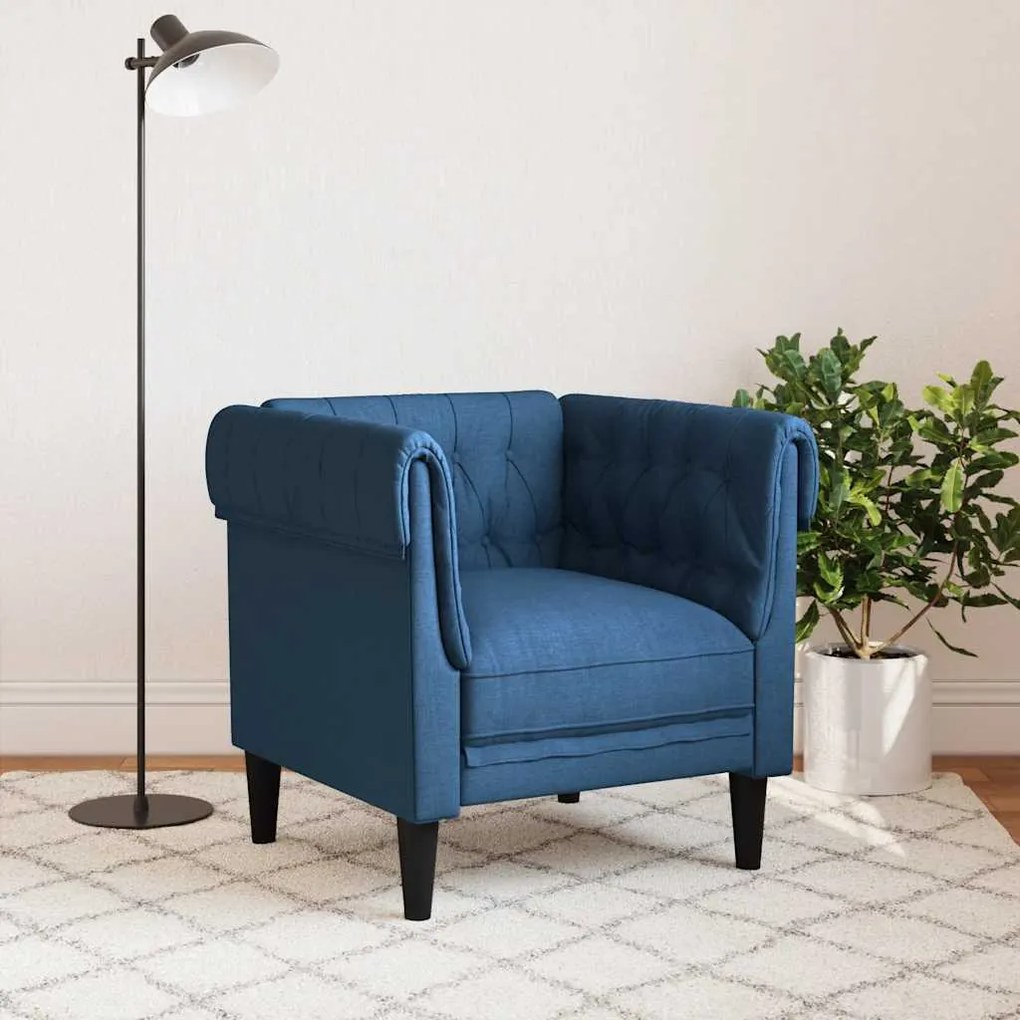 vidaXL Πολυθρόνα Chesterfield Μπλε Υφασμάτινη