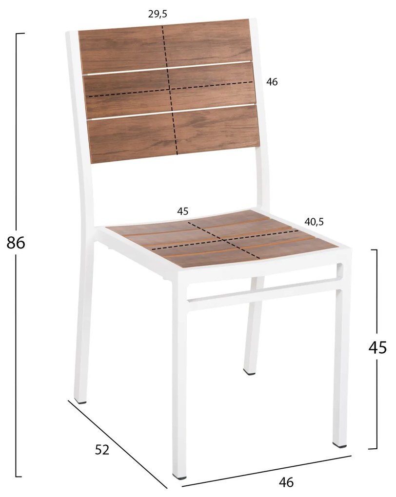 Καρέκλα SAGA C6063.01 Αλουμινίου Λευκή με Polywood 46x52x86Υεκ. 46x52x86 εκ.