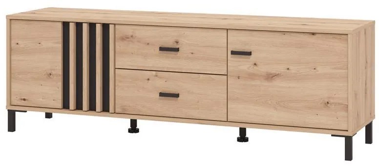 Έπιπλο Τηλεόρασης Laval 157 3K2F2V Artisan Oak - Μαύρο 157x40x52 εκ. 157x40x52 εκ.