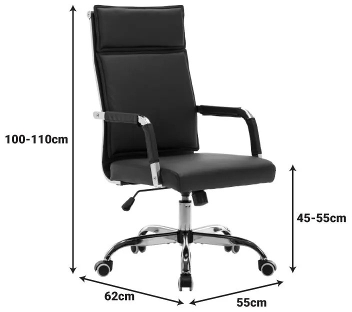 Καρέκλα γραφείου διευθυντη Mavel PU μαύρo 55x62x100-110εκ 55x62x110 εκ.