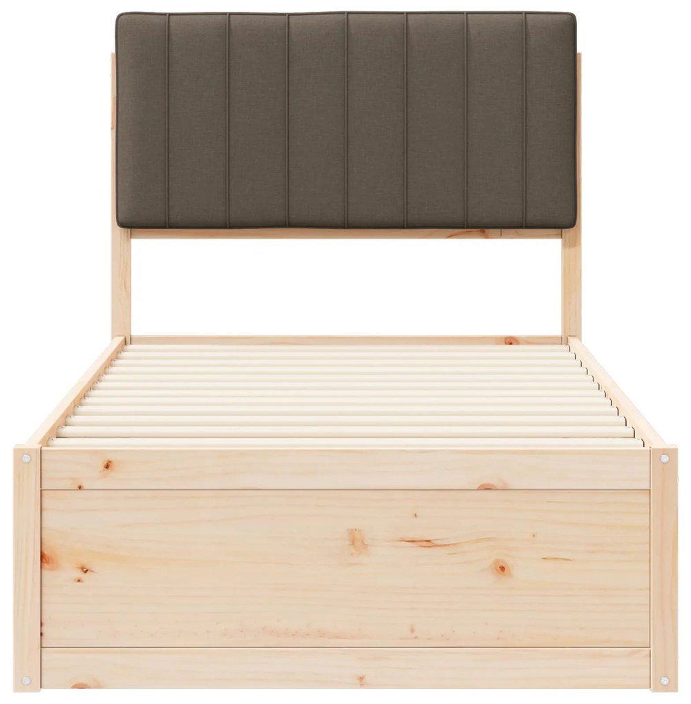 vidaXL Σκελετός Κρεβατιού με Επενδεδυμένο Κεφαλάρι Taupe 90 x 200 cm