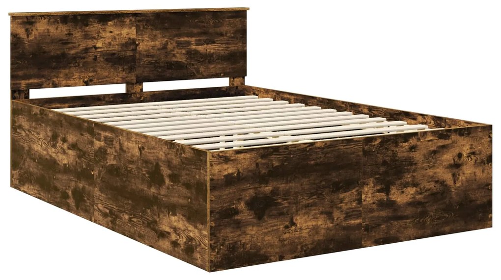 vidaXL Σκελετός Κρεβατιού με κεφαλάρι Καπνιστό Δρύς 150 x 200 cm