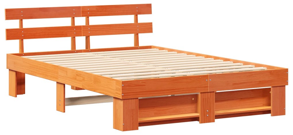 vidaXL Σκελετός Κρεβατιού Καφέ κεριού 140 x 200 cm Μασίφ ξύλο πεύκου