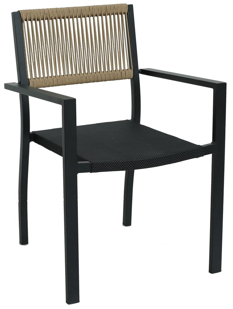 Πολυθρόνα Κήπου ArteLibre HORUS Μαύρο/Καφέ Αλουμίνιο/Rattan 56x58x83cm-14840079