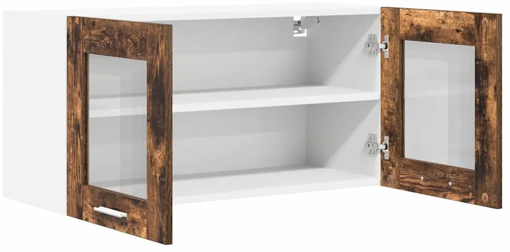 vidaXL Κρεμαστό ντουλάπι Καπνιστός Δρυς και Λευκό 80 x 31 x 40 εκ