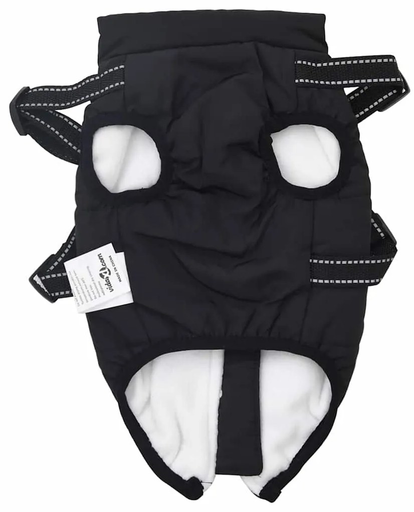 vidaXL Μπουφάν Σκύλου με ιμάντα Μαύρο S Φλις και Πολυεστέρας