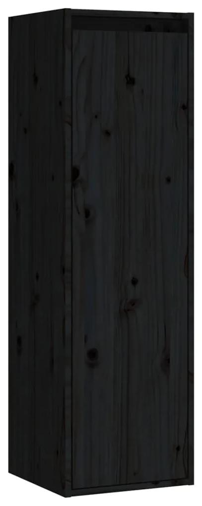 vidaXL Ντουλάπια Τοίχου 2 τεμ. Μαύρα 30x30x100εκ από Μασίφ Ξύλο Πεύκου