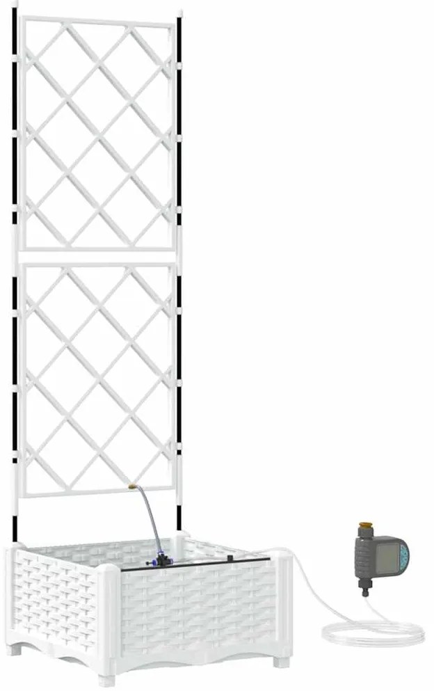 vidaXL Γλάστρες Κήπου 1 τεμ Καφασωτό Λευκό 40 x 40 x 126 cm Πλαστικό