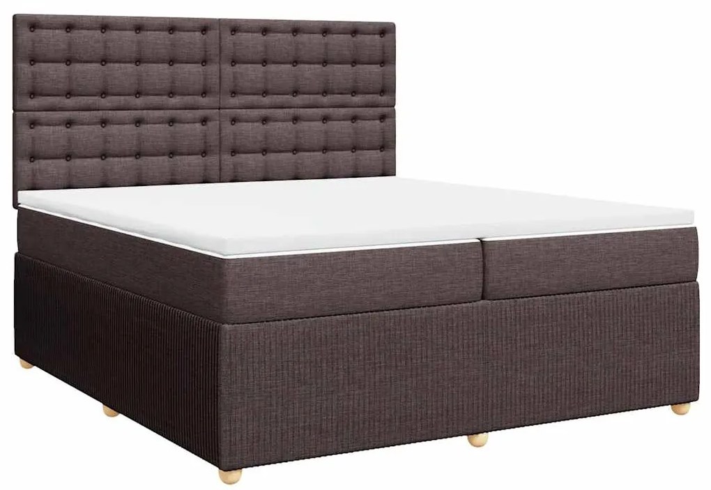 vidaXL Κρεβάτι Boxspring με Στρώμα Σκούρο Καφέ 200x200 εκ. Υφασμάτινο