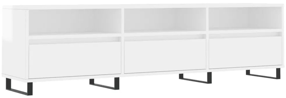 vidaXL Έπιπλο Τηλεόρασης Γυαλ. Λευκό 150x30x44,5 εκ Επεξεργασμένο Ξύλο