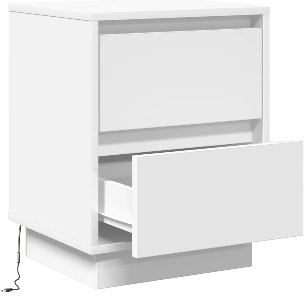 vidaXL Κομοδίνο με LED Φώτα Λευκό 39x34,5x50 εκ.