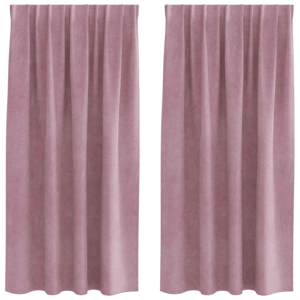 vidaXL Κουρτίνες με κουρτίνες 2 pcs Σκούρο Ροζ 140 x 175 cm Βελούδο