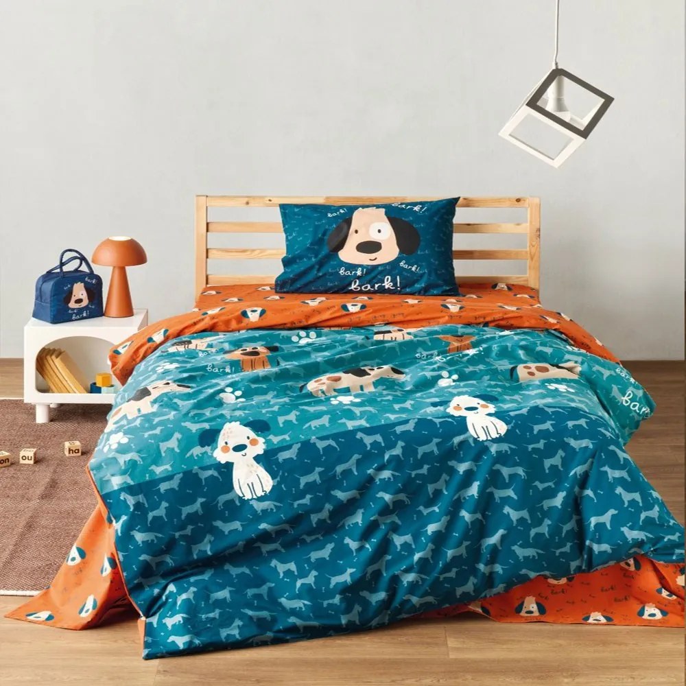 Σεντόνια Παιδικά Pongo (Σετ 3τμχ) Blue Kentia Μονό 160x270cm 100% Βαμβάκι