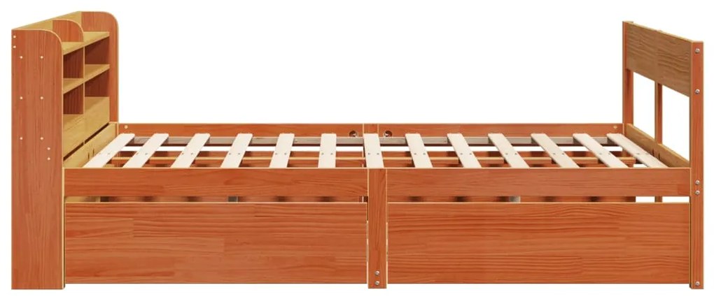 vidaXL Σκελετός Κρεβατιού Χωρίς Στρώμα Καφέ 140x200 Μασίφ Ξύλο Πεύκου