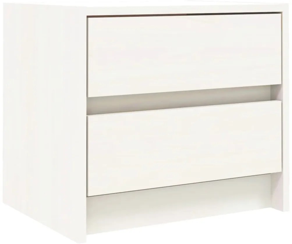 vidaXL Κομοδίνο Λευκό 40 x 31 x 35,5 εκ. από Μασίφ Ξύλο Πεύκου