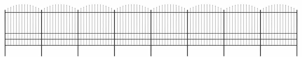 vidaXL Φράχτης Κήπου με Κορυφή Δόρυ Μαύρος Ατσάλινος 1426 x 200 εκ.