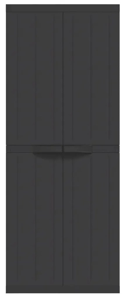 vidaXL Ντουλάπι Αποθ. Εξ. Χώρου Μαύρο 65x37x165εκ. Πολυπροπυλένιο