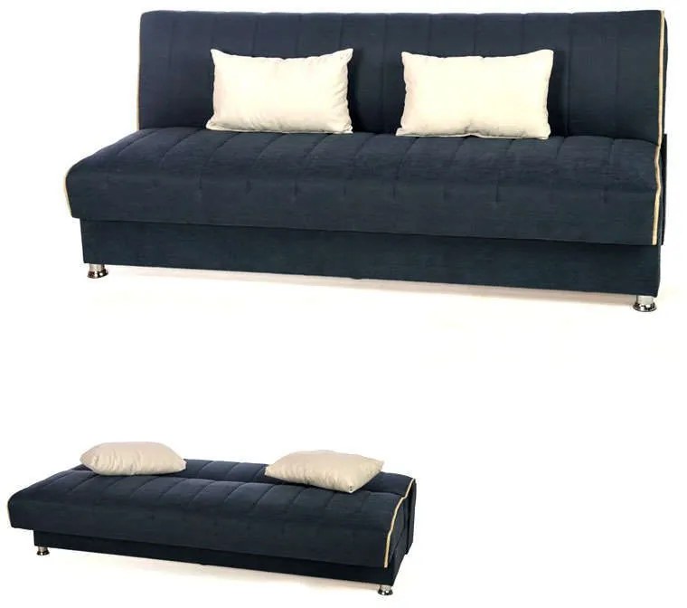 Καναπές Κρεβάτι 3Θέσιος New Leon 190x85x83cm Φ7 Blue Με Κρεμ Ρίγα 8/25 828-25-345 Ύφασμα