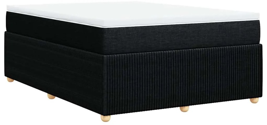 vidaXL Κρεβάτι Boxspring με Στρώμα Μαύρο 140x200 εκ. Υφασμάτινο