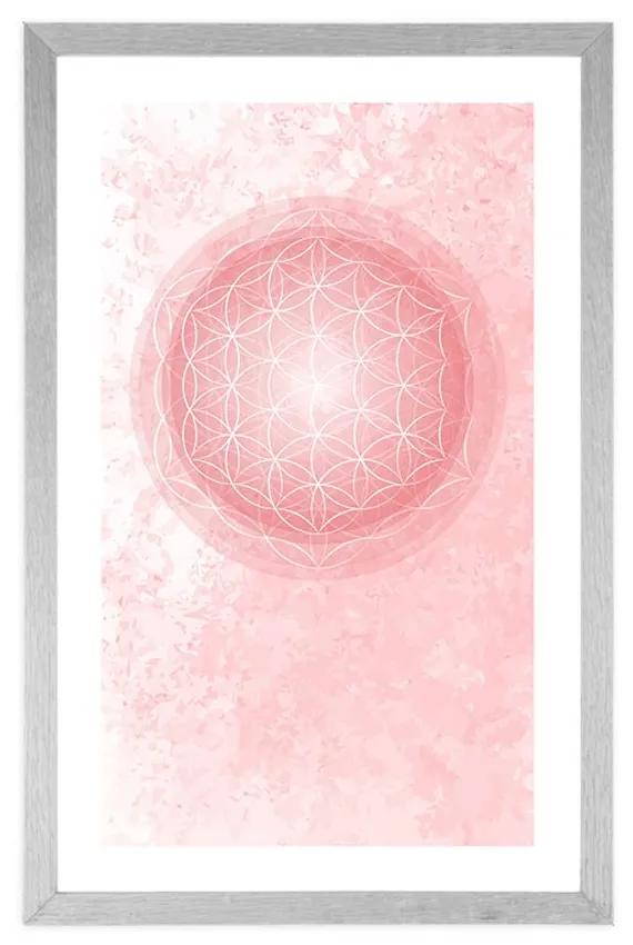 Αφίσα με παρπαστού Mandala σε απαλές αποχρώσεις - 40x60 white